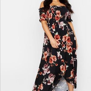 Floral off shoulder maxi dress